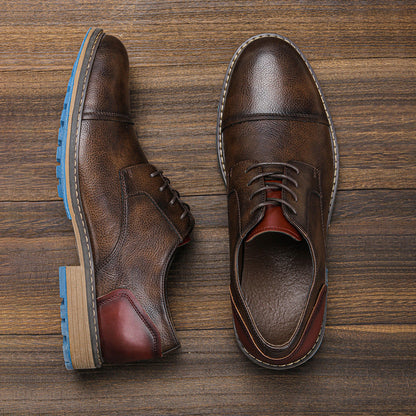 Spring Men's Leather Breathable Business Derby Shoes