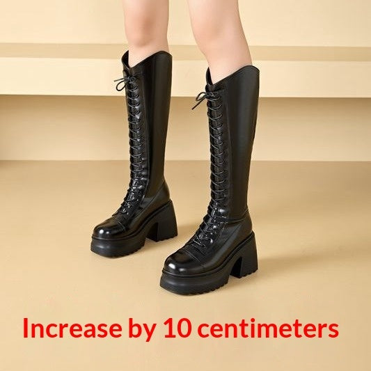 Womens Over-the-knee Boots With Ultra-high Chunky Heels For Added Height