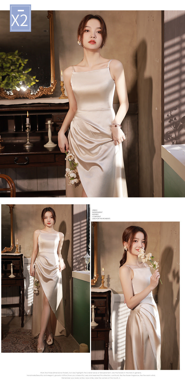 Simple And Light Luxury Satin Sisters Group Party Formal Dress