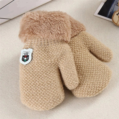 Children's Plush Mitten Knitted Woolen Thick Gloves