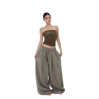 American-style Studded Embroidery Sweatpants