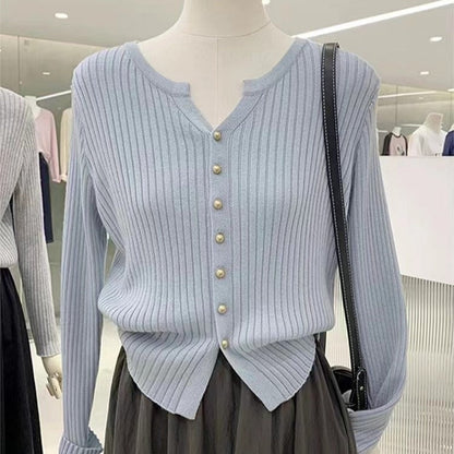 Womens Simple Solid-Color Knitted Cardigan Coat