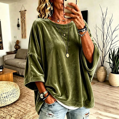 Womens Round-neck Top, Velvet Sweatshirt