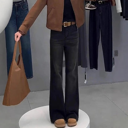 Black Flared Casual Jeans For Women