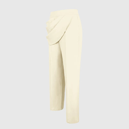 Design-focused Irregularly Crossed Mid-rise Tailored Trousers