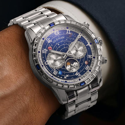 Mens Diamond-Embellished Fully Automatic Mechanical Watch