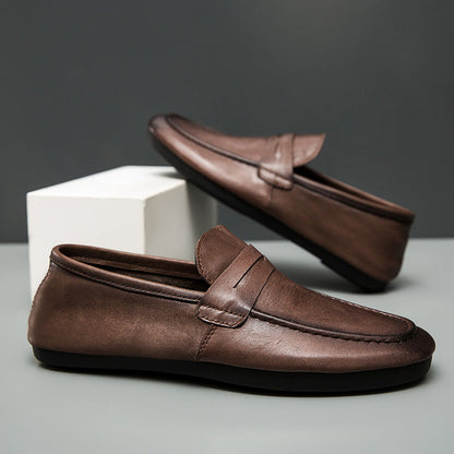 Mens Loafers, Soft Leather Slip-on Casual Shoes