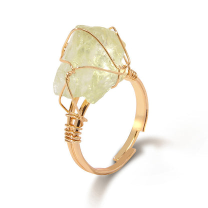 Irregular Natural Stone Amethyst Wrapped Ring