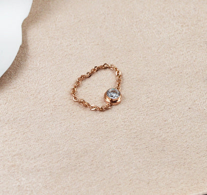 Womens Casual Chain Rhinestone Knuckle Ring