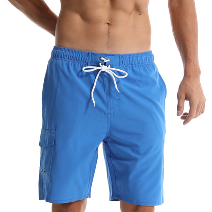 Cross Border Men's Summer Solid Color Beach Pants Men's Five Point Shorts Mesh Breathable Quick Drying Waterproof Sports Casual Pants