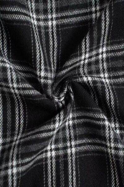 Plaid Wide Leg Pants with Drawstring and Sheer Style