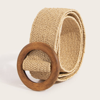 Bohemian Belt, Pp Grass Belt, Woven Belt, Skirt Matching, Natural Style, Versatile Decorative Elastic Belt For Women