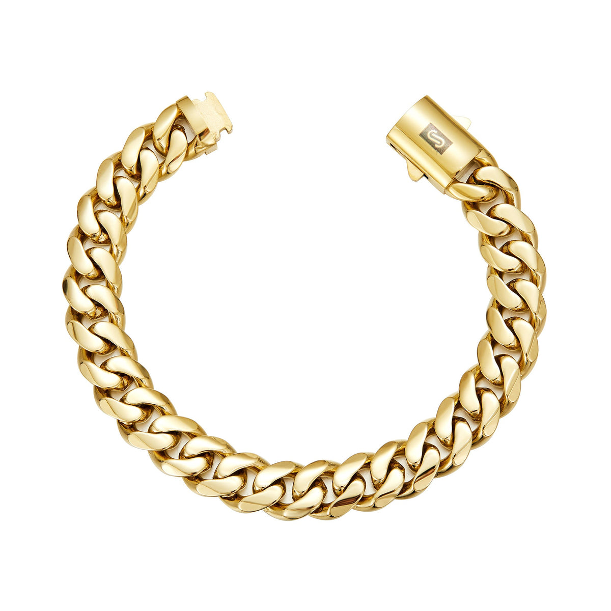 Vacuum-plated Gold Stainless Steel Titanium Bracelet With A Smooth Buckle Mens Cuban-link Chain Jewelry