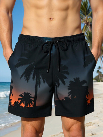 Mens Summer Quick-Dry Double-Layer Beach Swim Trunks