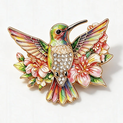 Retro Bird And Floral Enamel Brooch Subtly Luxurious For The Commute