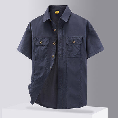 Casual Solid Color Workwear Shirt Men
