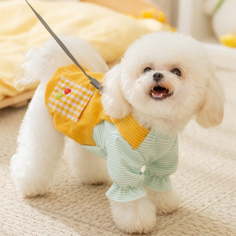 Autumn And Winter Dog Small Animal Two-legged Overalls Suit