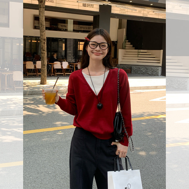 New Fake Two-piece Knitted Sweaters Women