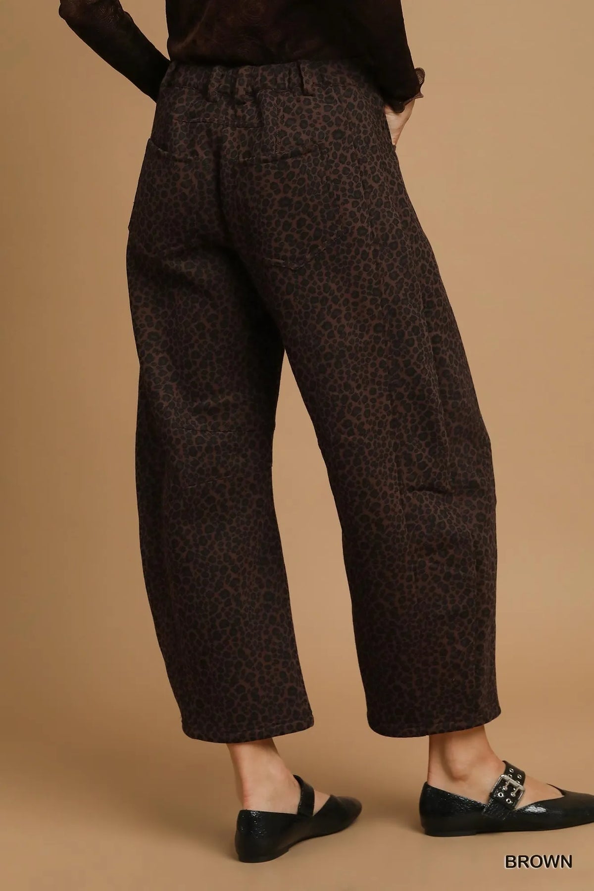 Umgee Leopard Print Wide Leg Pants