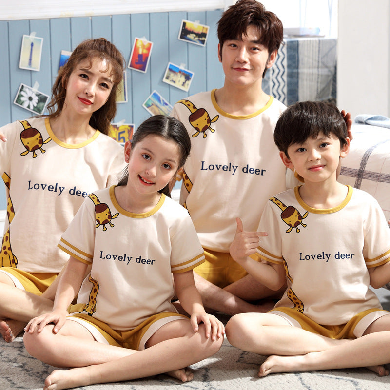 Parent Child Cotton Summer Short-sleeved Cartoon