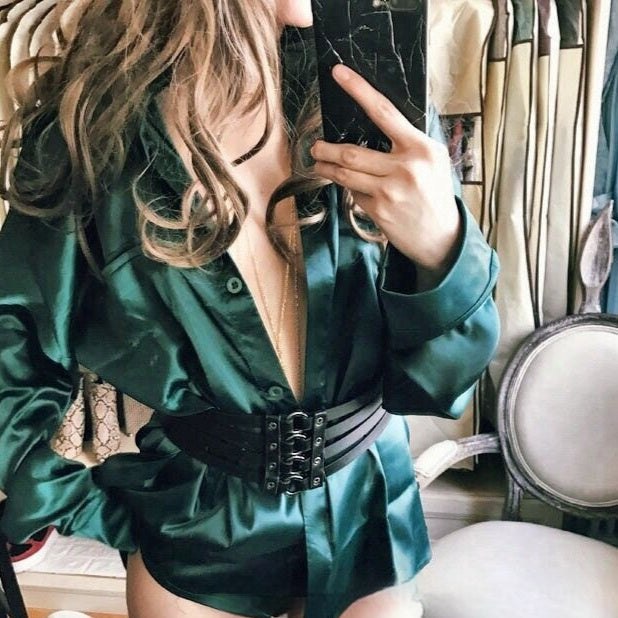 Women's Rivet Leather Waist Single Ring Belt