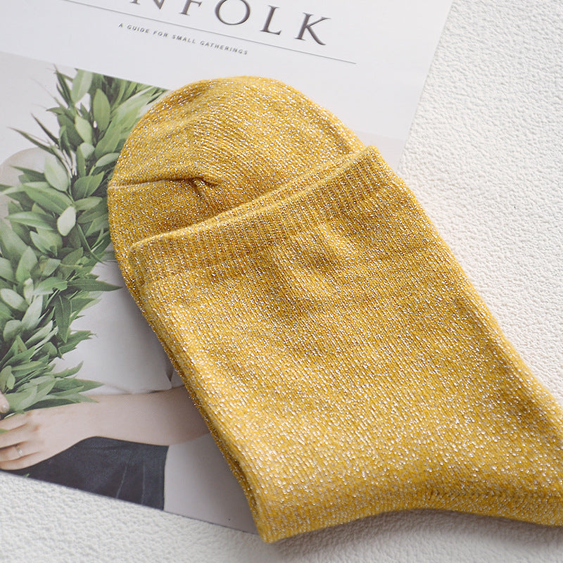 Women's Glitter Ribbed Mid Calf Slouch Socks