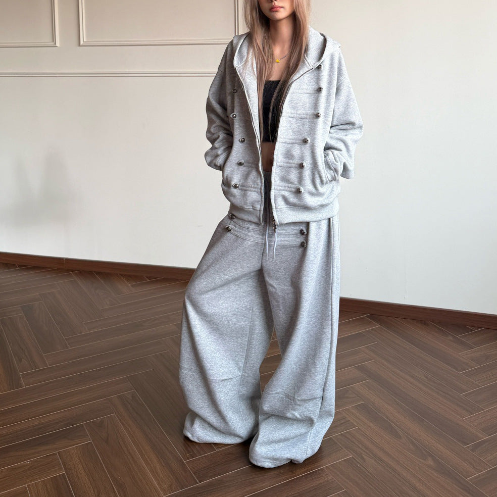 Women's Loose-fitting Wide-leg Pants Set