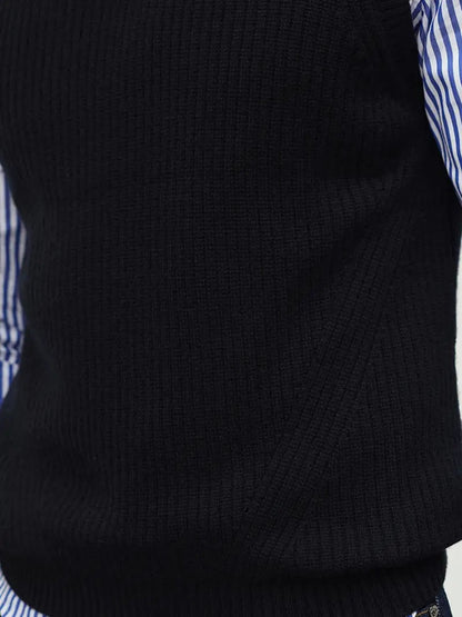 Solid-Color Pullover Vest Gentlemans V-Neck Inner Or Outerwear Waistcoat