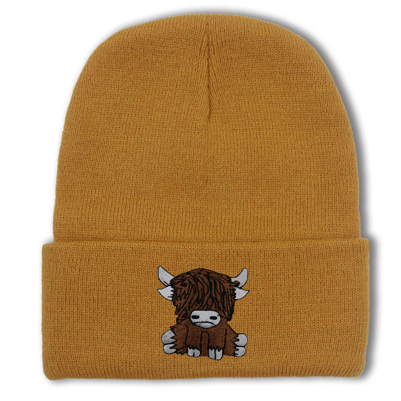 Cartoon Long Hair Yak Knitted Hat Winter Warm Wool