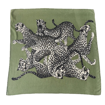 Jungle Cheetah Art Print Square With Tassels Silk Shawl For Stylish Outfits Blogger-Style Multi-Use Scarf