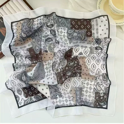 Korean-style Fresh And Delicate Floral Silk Scarf