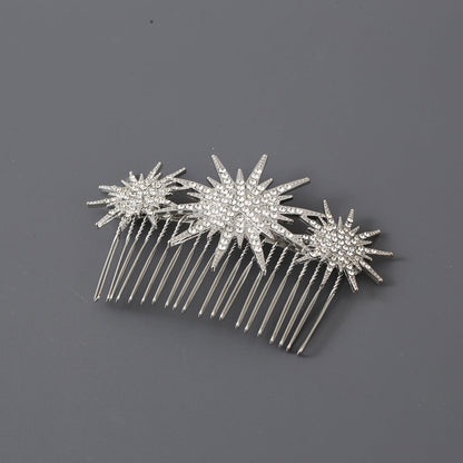 Large And Small Diamond-studded Vintage Hair Comb With A Starry Design