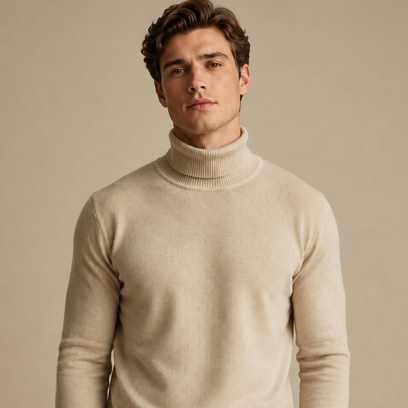Mens New High-neck Long-sleeve Sweater