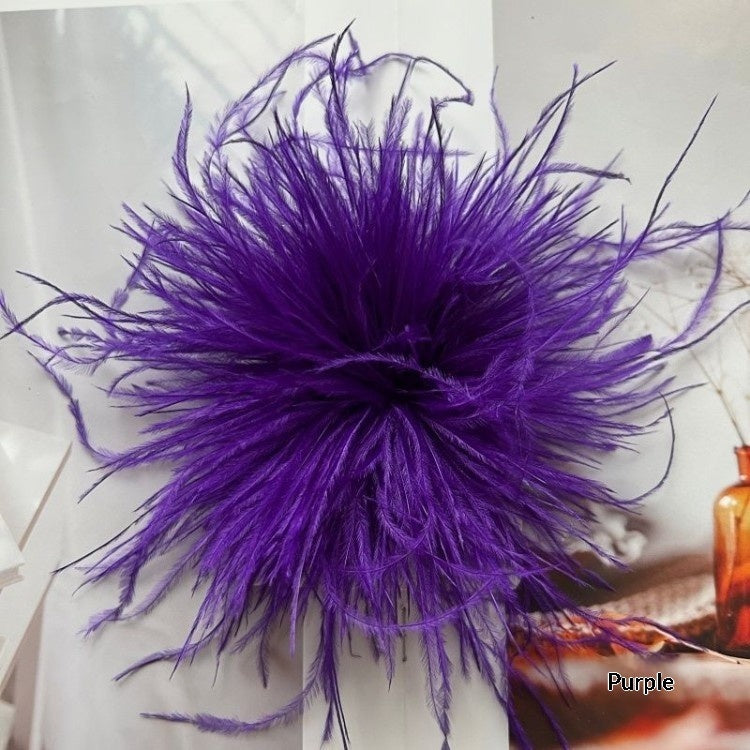 New Colorful Ostrich-feather Brooch Headdress Hair Clip