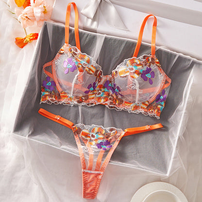 Mesh Embroidered Sexy Lingerie Set For Women
