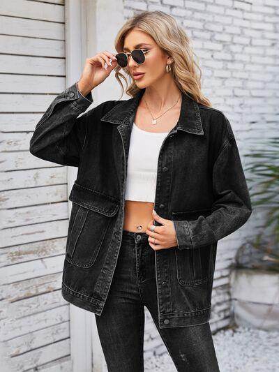 Button Up Long Sleeve Denim Jacket for Stylish Looks