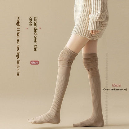 Women's Over-the-knee Socks Thin Cotton Vertical Striped Patchwork High-top Style