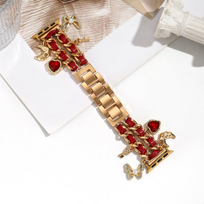 For Iwatch Strap Xiaoxiang Style Iwatch6543 Generation Denim Chain Metal BraceletXiaoxiang Style Strap