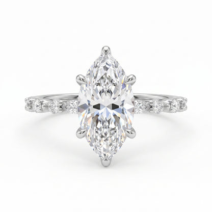 Gold Plated Copper Marquise Zircon Ring Set - Women's European American Light Luxury Stackable Jewelry