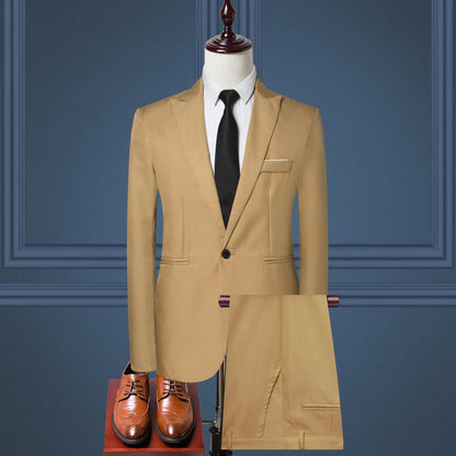 Solid Color Leisure Suits For Men Two-piece Set