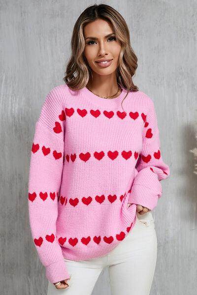 Angel Wings Heart Round Neck Long Sleeve Sweater for Women