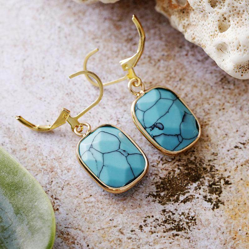 Copper Natural Stone Dangle Earrings for Elegant Style