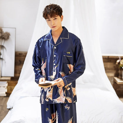 Casual Cardigan Unisex Long-sleeve Pajama Set