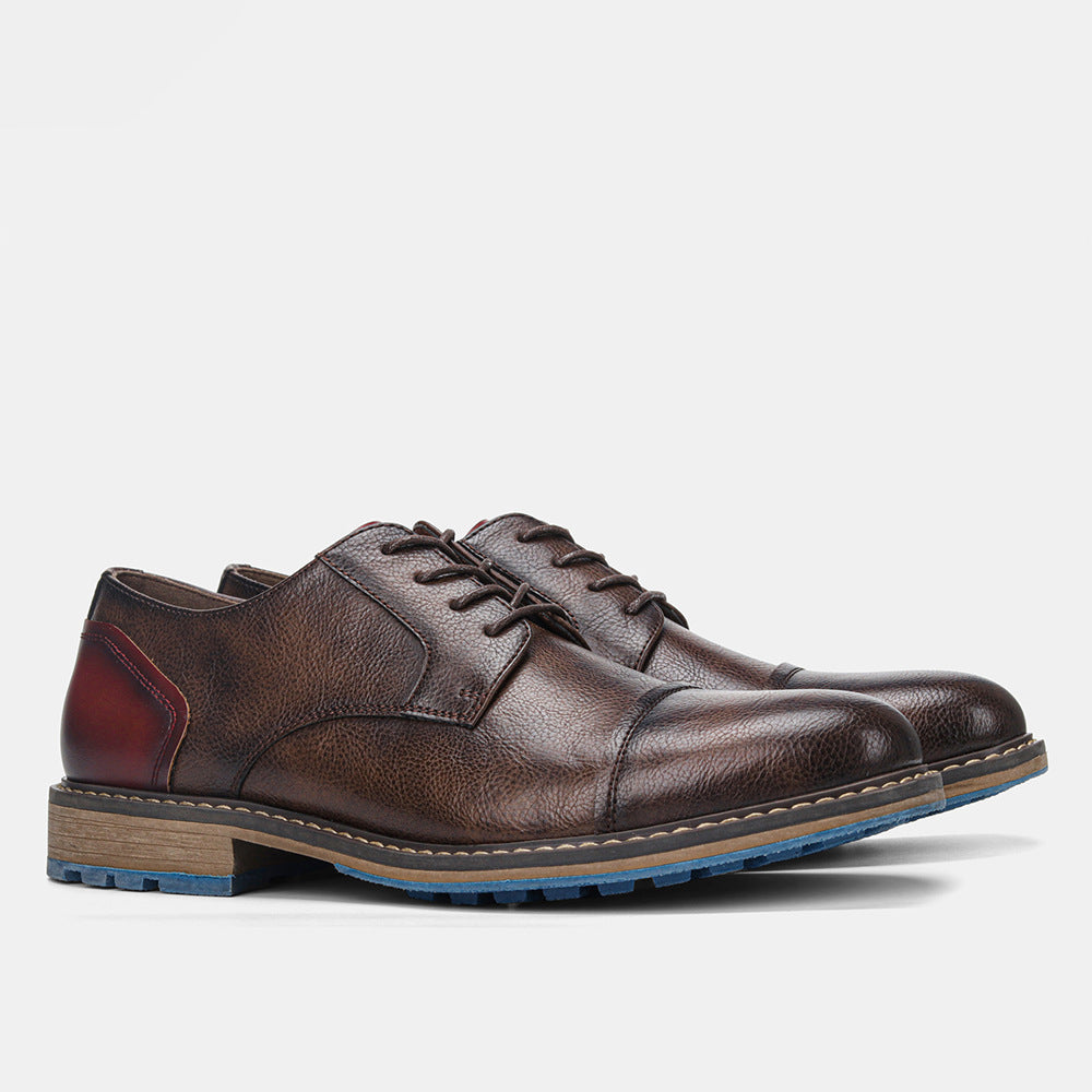 Spring Men's Leather Breathable Business Derby Shoes