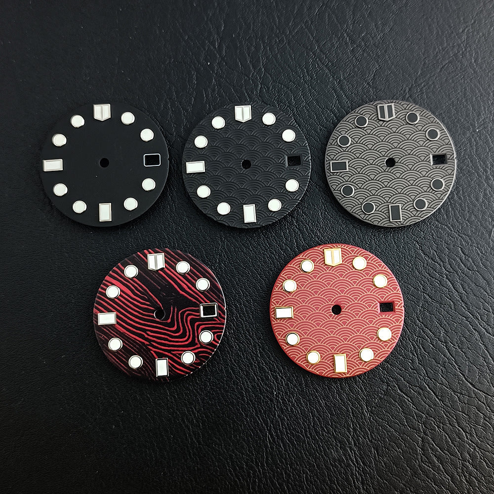 28.5mm Fish-scale Pattern Luminous Dial Suitable For NH35NH36 Mechanical Movement Watch Dial Accessories