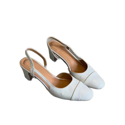 Low-cut Shoes Retro Round-toe Womens Chunky-heel Pumps