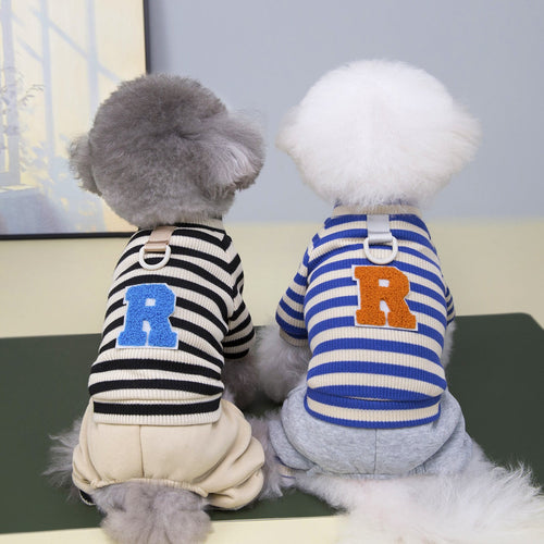 Pet Dog Hoodie With Twenty Five Stripes Casual Style Set