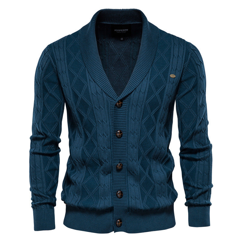 Men's Cardigan V-Neck Long-Sleeve Sweater, Men's Thick Knit Jacket, Casual Versatile Loose Fit Inner Wear