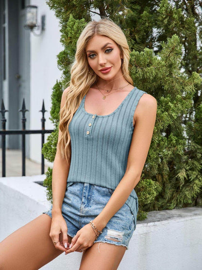 Scoop Neck Wide Strap Tank Top for Comfortable Everyday Wear
