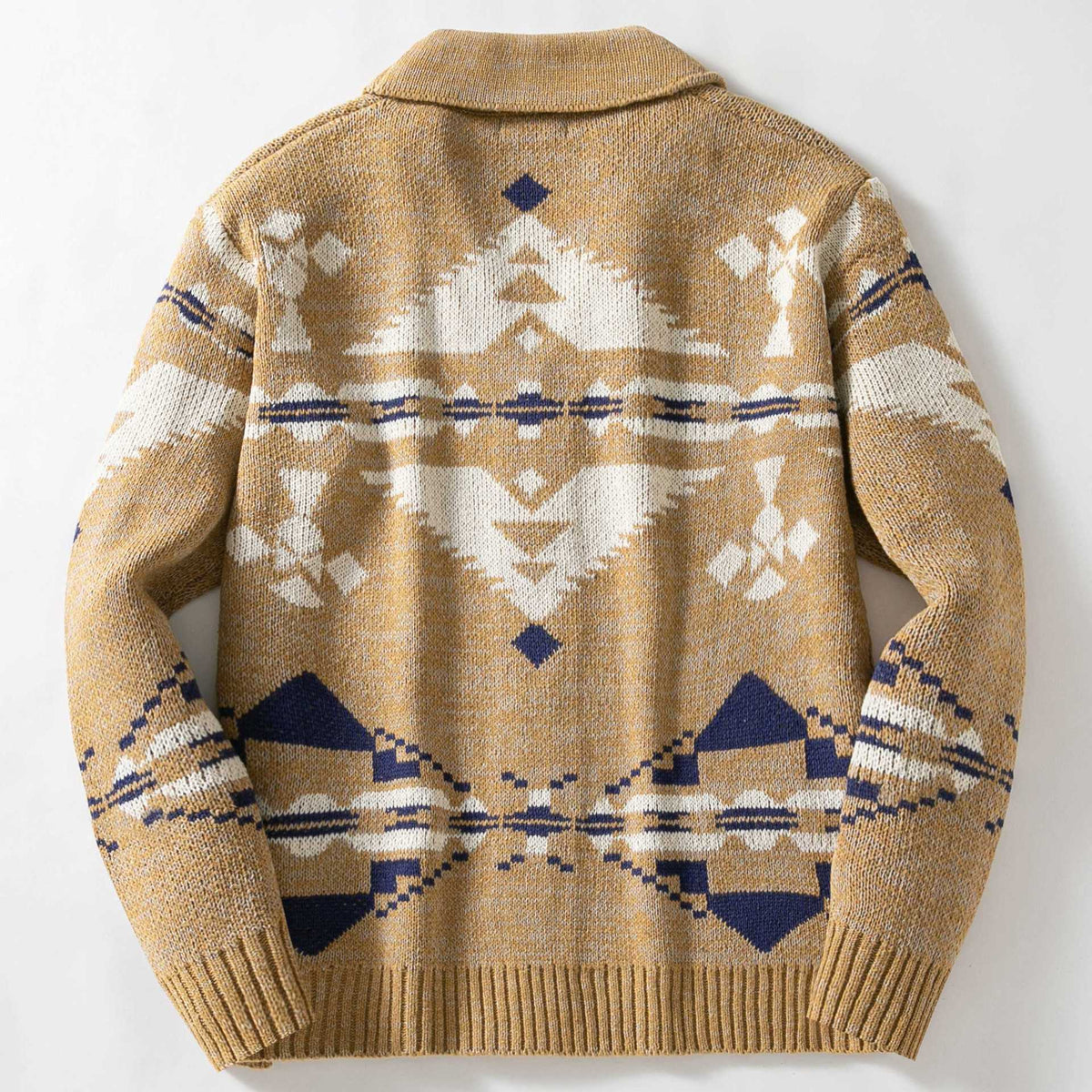 Mens Ethnic-style Loose-fit Sweater Coat With A Collar
